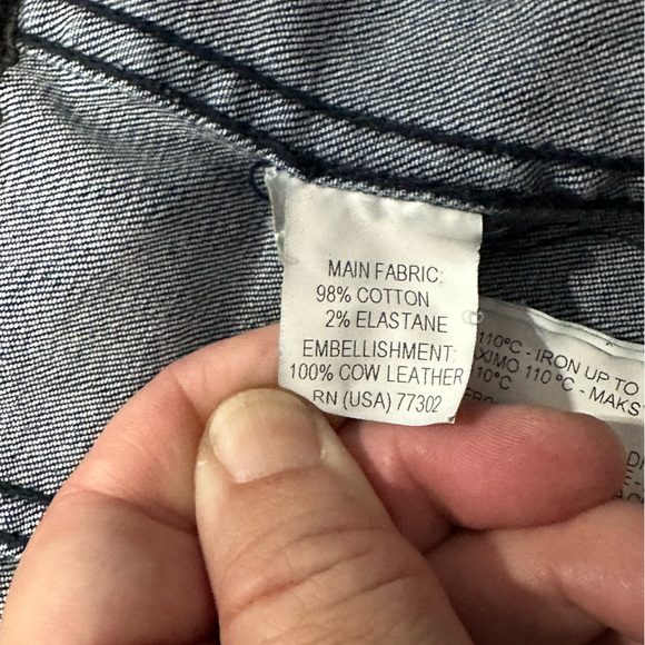 Zara Women’s Blue Distressed Denim Leather Elbow Patches Drawstring Jacket S - Picture 15 of 15